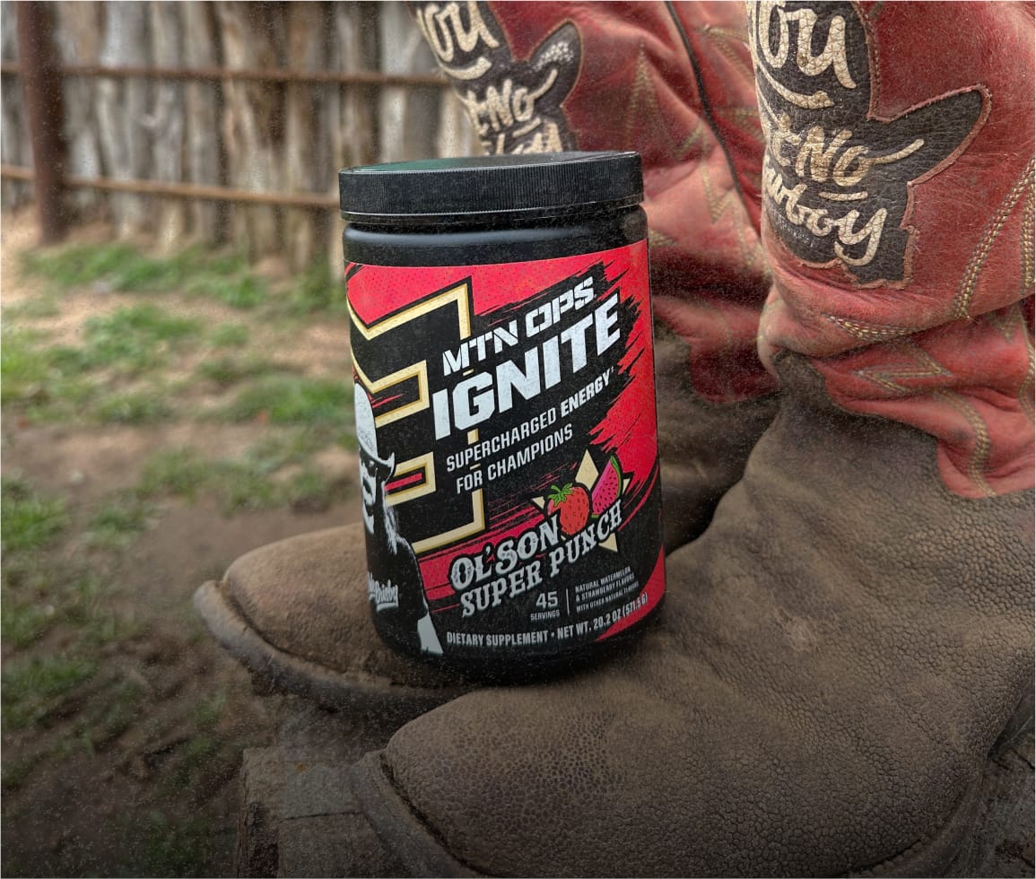 MTN OPS IGNITE Ol Son Super Punch Tub on top of cowboy boots